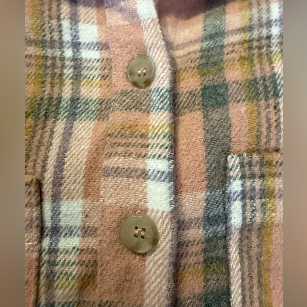 Peach Love California Plaid Button-Down Shirt Peach and Gray - Picture 6 of 10